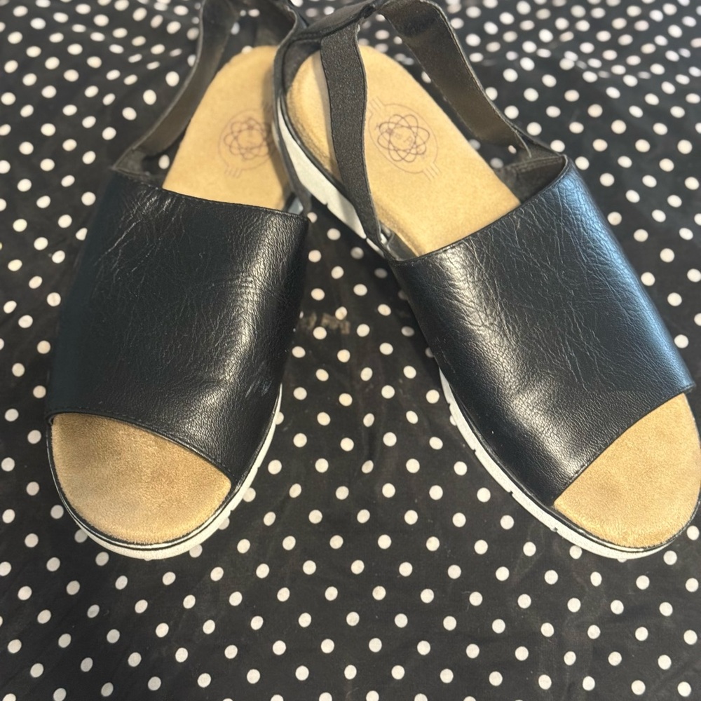 Black Leather Women's Sandals